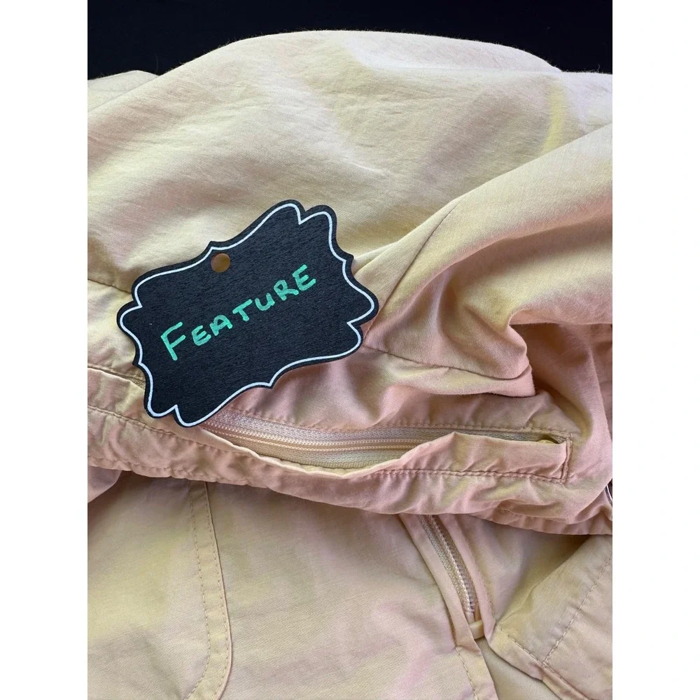 Talbots Raincoat Jacket L Yellow Hooded Full Zip Lined‎ Lightweight Preppy Chic